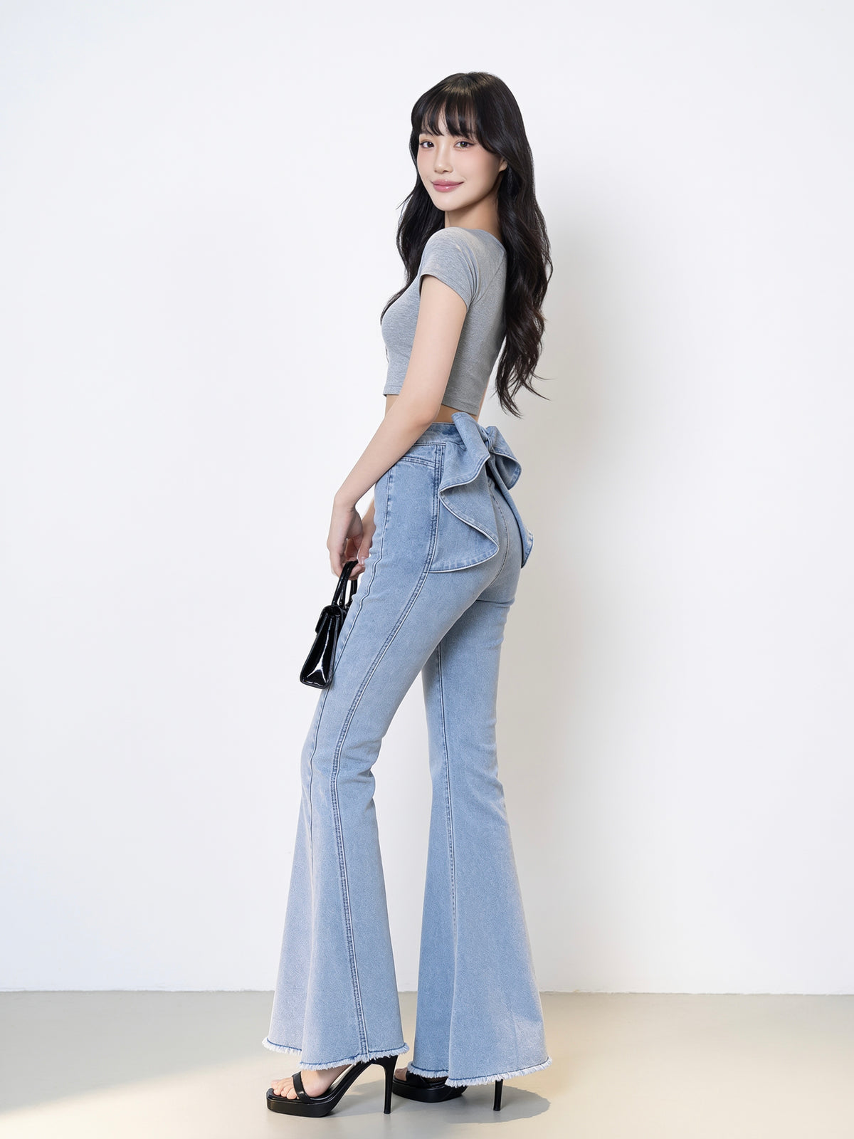 ブルー バックリボンフレアデニム 商品画像 7